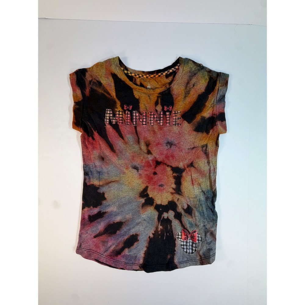 Disney Parks Minnie Mouse Tie Dye T-Shirt Plaid Graphic Top XS
